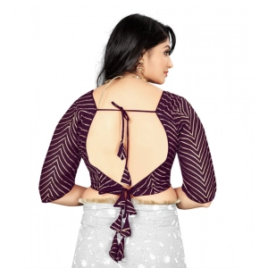 Generic Women's Georgette Embroidery Readymade Blouse (Purple, Size: Free Size)