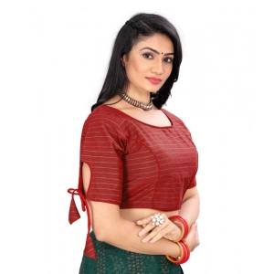 Generic Women's Cotton Thread Work Readymade Blouse (Red, Size: Free Size)