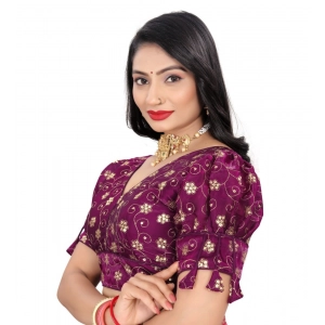 Generic Women's Jimmy Choo Embroidery Readymade Blouse (Purple, Size: Free Size)