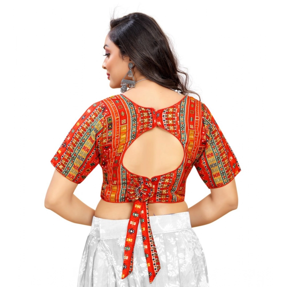 Women's Cotton Blend Plain Readymade Blouse (Red, Size: Free Size) Women's Cotton Blend Plain Readymade Blouse (Red, Size: Free Size)