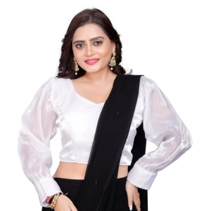Generic Women's Organza Plain Readymade Blouse (White, Size: Free Size)