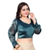 Women's Organza Plain Readymade Blouse (Teal, Size: Free Size)