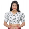 Women's Cotton Blend Floral Readymade Blouse (Black, Size: Free Size)