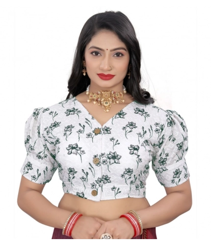 Women's Cotton Blend Floral Readymade Blouse (Black, Size: Free Size)