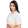 Women's Cotton Blend Checks Readymade Blouse (White, Size: Free Size) Women's Cotton Blend Checks Readymade Blouse (White, Size: Free Size)