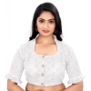 Women's Cotton Blend Checks Readymade Blouse (White, Size: Free Size) Women's Cotton Blend Checks Readymade Blouse (White, Size: Free Size)