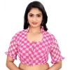 Women's Cotton Blend Checks Readymade Blouse (Pink, Size: Free Size) Women's Cotton Blend Checks Readymade Blouse (Pink, Size: Free Size)