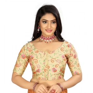 Generic Women's Satin Floral Readymade Blouse (Beige, Size: Free Size)