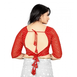 Generic Women's Georgette Embroidery Readymade Blouse (Red, Size: Free Size)