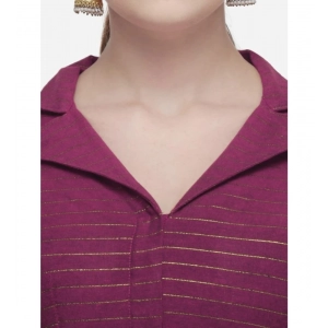 Generic Women's Cotton Striped Readymade Blouse (Magenta, Size: Free Size)
