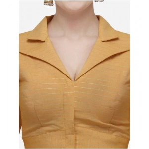 Generic Women's Cotton Striped Readymade Blouse (Mustard, Size: Free Size)