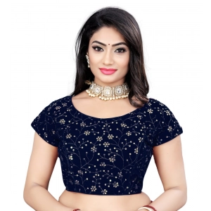 Generic Women's Velvet Sequins Readymade Blouse (Navy-Blue, Size: Free Size)
