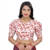 Women's Cotton Blend Floral Readymade Blouse (Red, Size: Free Size) Women's Cotton Blend Floral Readymade Blouse (Red, Size: Free Size)