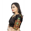 Women's Malai Silk Floral Readymade Blouse (Black, Size: Free Size)