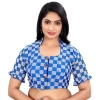 Women's Cotton Blend Checks Readymade Blouse (Blue, Size: Free Size) Women's Cotton Blend Checks Readymade Blouse (Blue, Size: Free Size)