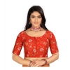 Women's Satin Floral Readymade Blouse (Red, Size: Free Size) Women's Satin Floral Readymade Blouse (Red, Size: Free Size)