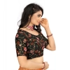 Women's Satin Floral Readymade Blouse (Black, Size: Free Size) Women's Satin Floral Readymade Blouse (Black, Size: Free Size)