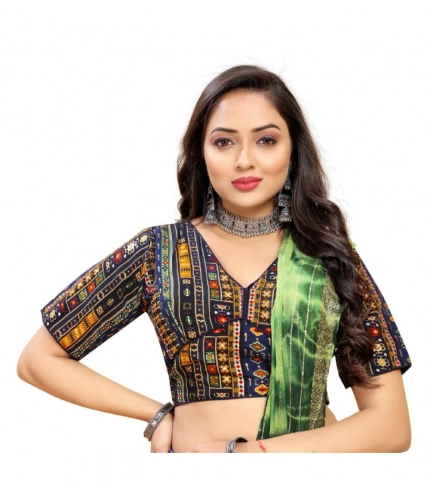 Women's Cotton Blend Plain Readymade Blouse (Navy Blue, Size: Free Size)