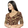 Women's Velvet Embroidery Readymade Blouse (Brown, Size: Free Size) Women's Velvet Embroidery Readymade Blouse (Brown, Size: Free Size)