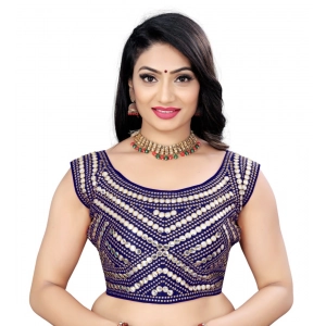 Generic Women's Phantom Embroidery Readymade Blouse (Navy Blue, Size: Free Size)