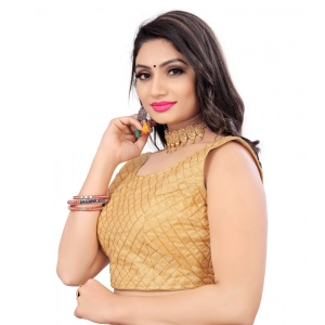 Generic Women's Satin Embroidery Readymade Blouse (Beige, Size: Free Size)