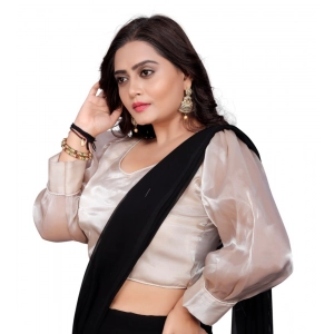 Generic Women's Organza Plain Readymade Blouse (Black, Size: Free Size)