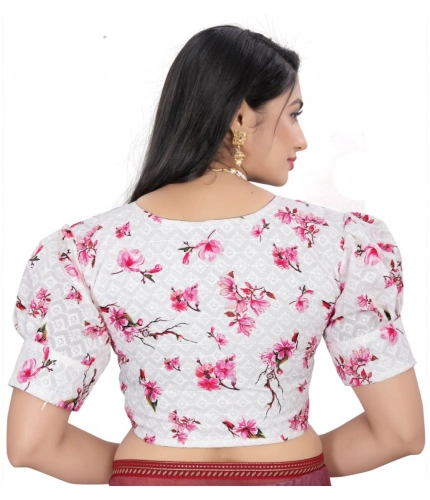 Women's Cotton Blend Floral Readymade Blouse (Pink, Size: Free Size)