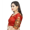 Women's Malai Silk Floral Readymade Blouse (Red, Size: Free Size)