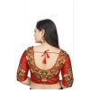 Women's Malai Silk Floral Readymade Blouse (Red, Size: Free Size)