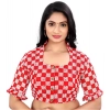 Women's Cotton Blend Checks Readymade Blouse (Red, Size: Free Size) Women's Cotton Blend Checks Readymade Blouse (Red, Size: Free Size)