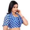 Women's Cotton Blend Checks Readymade Blouse (Blue, Size: Free Size) Women's Cotton Blend Checks Readymade Blouse (Blue, Size: Free Size)