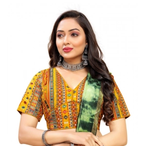 Generic Women's Cotton Blend Plain Readymade Blouse (Mustard, Size: Free Size)