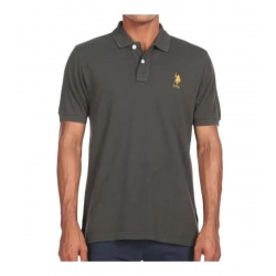 Men's Casual Half sleeve Solid Cotton Polo Neck T-shirt (Dark Grey)