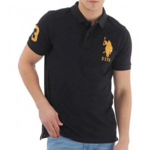 Generic Men's Casual Half sleeve Solid Cotton Polo Neck T-shirt (Black)