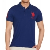 Men's Casual Half sleeve Solid Cotton Polo Neck T-shirt (Dark Blue)