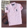 Men's Casual Half sleeve Solid Cotton Polo Neck T-shirt (Pink)