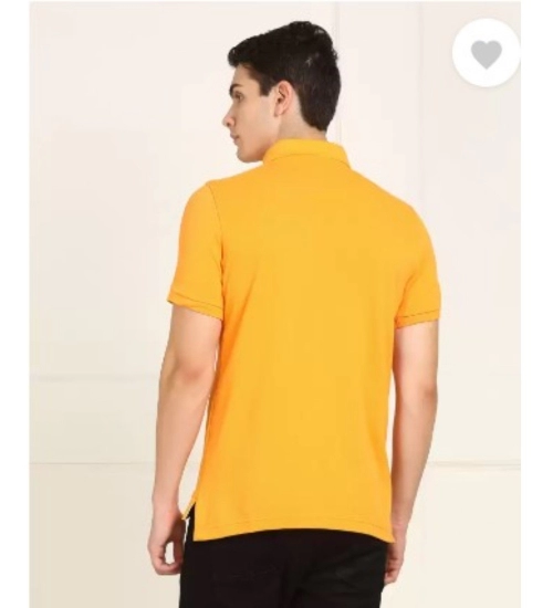 Men's Casual Half sleeve Solid Cotton Polo Neck T-shirt (Yellow)