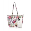 Women's Faux Leather Printed Tote Bag (White Pink) Women's Faux Leather Printed Tote Bag (White Pink)