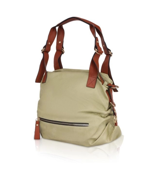 Women's Faux Leather Solid Tote Bag (Green)