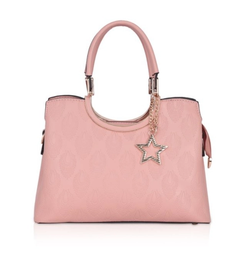 Women's Faux Leather Printed Adjustable Long Belt Handbag (Pink)