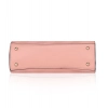 Women's Faux Leather Textured Adjustable Long Belt Handbag (Pink)