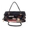 Women's Faux Leather Textured Adjustable Long Belt Handbag (Black)