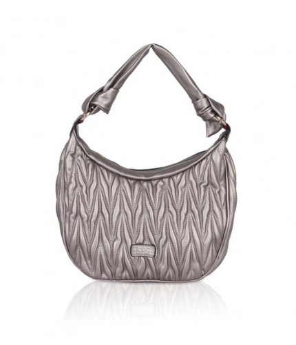Women's Faux Leather Textured Handbag (Silver Grey)