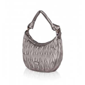 Generic Women's Faux Leather Textured Handbag (Silver Grey)
