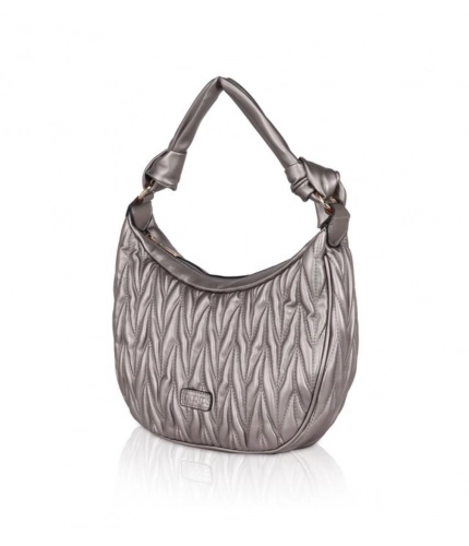 Women's Faux Leather Textured Handbag (Silver Grey)