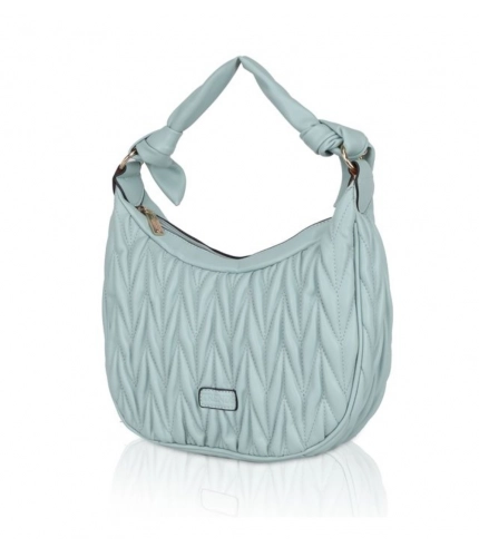 Women's Faux Leather Textured Handbag (Blue)