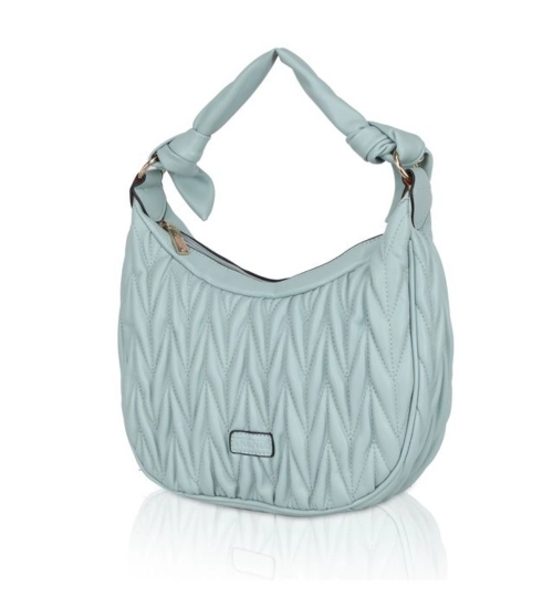 Women's Faux Leather Textured Handbag (Blue)