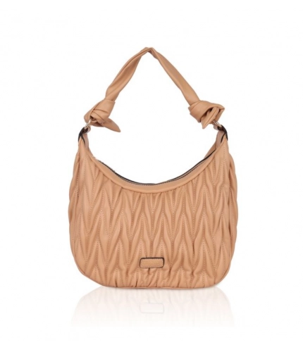 Women's Faux Leather Textured Handbag (Beige)