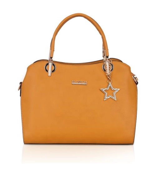 Women's Faux Leather Solid Handbag (Yellow)