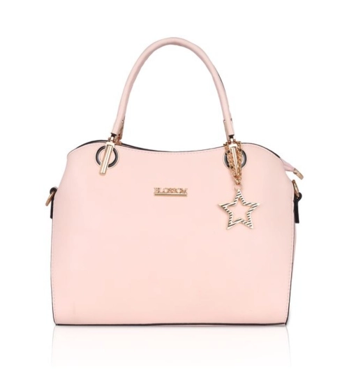 Women's Faux Leather Solid Handbag (Pink)